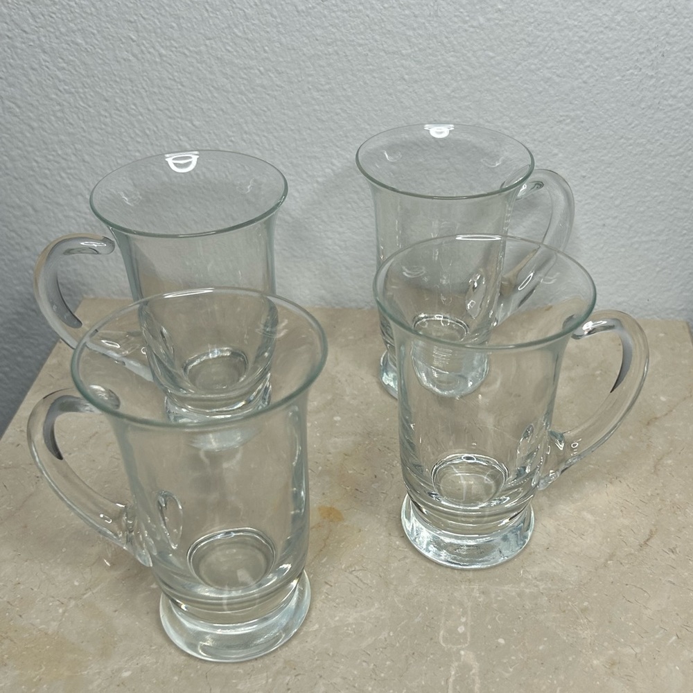 4 Glass Espresso Cups. 4.25” H